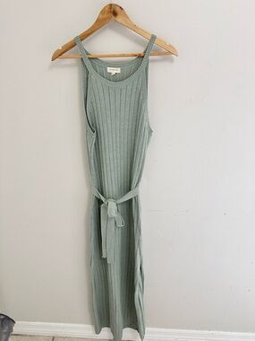 Promesa Ribbed Sleeveless Maxi Dress in Sage Green
